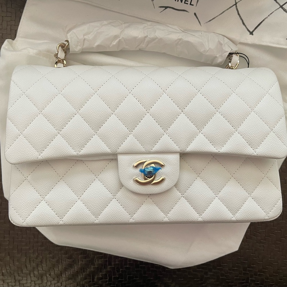 Chanel 2022 Spring White Classic Flap in Medium
